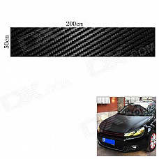 Woven Pattern 3D Carbon Fiber Paper Decoration Sheet Car Sticker - Black (50 x 200cm)