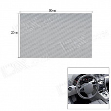 Woven Pattern 3D Carbon Fiber Paper Decoration Sheet Car Sticker - Silver(20 x 50cm)