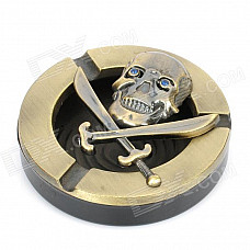 Cool Round Pirate Pattern Metal Cigarette Ashtray - Bronze + Black