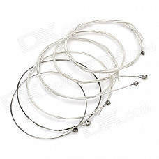 Replacement Steel String Set for Guitar - Silver + White (6-Piece Pack)