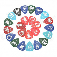 The Zodiac Pattern Celluloid Guitar Picks (24-Piece Pack)