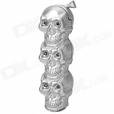 Cool LED Eyes Skull Heads Style Gas Lighter - Silver (3 x LR621)