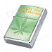 Leaf Pattern Fluid Fuel Lighter - Silver + Green