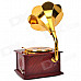 Stylish Phonograph Clockwork Spring Music Box - Brown + Yellow