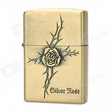 Cool 3D Rose Style Fluid Fuel Lighter - Golden