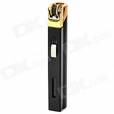 Long Strip Shaped Windproof Fix Flame Butane Gas Lighter - Black + Golden