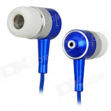 Unique In-Ear Earphone with Zipper Cord Design - Blue + White