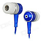 Unique In-Ear Earphone with Zipper Cord Design - Blue + White