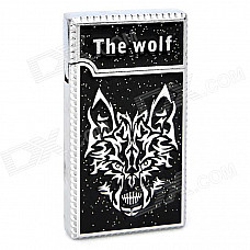 Cool Wolf Head Pattern Butane Gas Lighter - Black + Silver