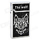 Cool Wolf Head Pattern Butane Gas Lighter - Black + Silver