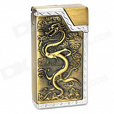 Cool Dragon Pattern Butane Gas Lighter - Golden + Silver