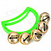 Plastic + Metal 5-Bell Handheld Tambourine - Green + Golden