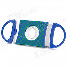 Portable Plastic + Steel Cigar Cutter Knife - Green + Blue