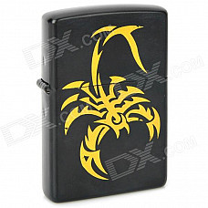 Scorpion Pattern Windproof Kerosene Oil Lighter - Black