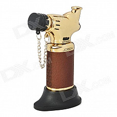 Seat Style Windproof Butane Torch Lighter - Brown + Golden