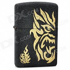 Stylish Matte Zinc Alloy Kerosene Oil Lighter - Black