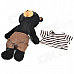 Cute Bear Couple Toy Dolls w/ Stripe T-Shirt - Black + Brown