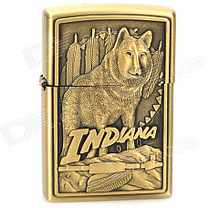 Indiana Hunting Dog Pattern Zinc Alloy Oil Lighter - Golden