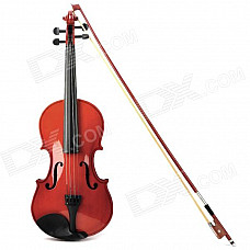 Beginner's Wood Case 4-String Violin w/ Horse Hair Bow and Rosin - Red + Black