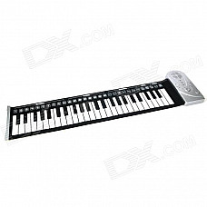 Portable Roll-up 49-Key Soft Silicone Keyboard Piano - Black + White