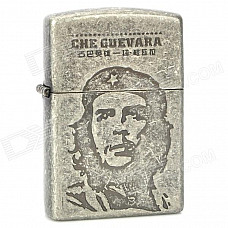 Che Guevara Hero Figure Pattern Cigar Cotton Oil Lighter - Antique Silver