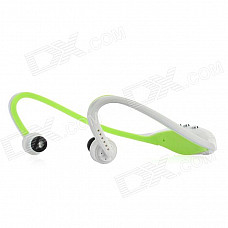 Rechargeable Sports MP3 Player Headphones Headset w/ FM / TF - White + Green