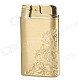 010 Elegant Flower Pattern Metal Butane Gas Lighter - Golden