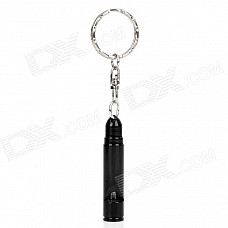 Bullet Style Outdoor Survival Aluminum Whistle Keychain - Black