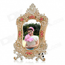 Europe Country Style Resin Rose Photo Frame - White + Pink (148 x 100mm)