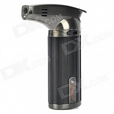 Portable 1300'C Stainless Steel Butane Jet Torch Lighter - Black + Grey