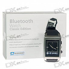 Bluetooth Cell Phone Caller ID Display Vibrating Wristwatch (Black Strap)