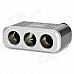 Triple Car Cigarette Sockets Power Adapter with Dual USB Power Ports - Black + Silver (DC 12~24V)