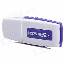 Portable USB 2.0 Mini SD / TF Card Reader - White + Purple