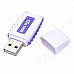 Portable USB 2.0 Mini SD / TF Card Reader - White + Purple