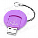 Portable Round Shape USB 2.0 Micro SD / TF Card Reader - Purple (Max. 32GB)