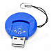 Portable Round Shape USB 2.0 Micro SD / TF Card Reader - Blue (Max.32GB)