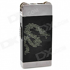 Dragon Pattern Dual Wheel Dual Flame Butane Gas Lighter - Black