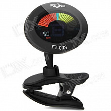 FT-003 1.2" LCD Digital Chromatic Chip-On Guitar Tuner / Metronome - Black (1 x 2032)