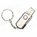 Aluminum Rotation USB 2.0 Flash Drive Keychain - Silver (4GB)