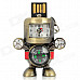Robot Style USB 2.0 Flash Drive w/ Clock / Compass / Keychain - Bronze (8GB / 1 x 377S)