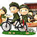 Cute Chinese Soldier Cartoon Style Couple Dolls - Army Green (10 PCS)
