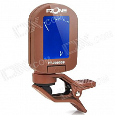 FT-2000GB 1.2" LCD Digital Chromatic Tuner for Guitar / Bass / Violin Clip - Coffee (1 x CR2032)