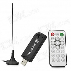 DVB-T Digital TV Receiver USB Dongle w/ FM / Remote Control / Antenna - Black
