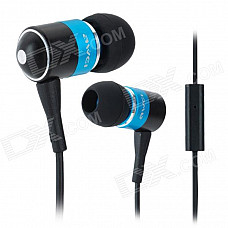 Q3I Stylish 3.5mm Stereo In-Ear Earphone w/ Microphone - Black + Blue