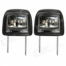 7" HD LCD Screen Car Headrest Monitor w/ Remote Controller / AV-IN - Black (2 PCS)