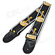 Durable Adjustable Nylon + Leather Guitar Strap - Black + White + Yellow (146cm)