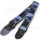 Durable Adjustable Nylon + Leather Guitar Strap - Black + White + Blue (146cm)