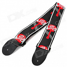 Durable Adjustable Nylon + Leather Guitar Strap - Red + Black + White (142cm)