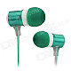 XKDUN CK-820 Stylish In-Ear Earphone w/ Microphone - Dark Green + White (3.5mm Jack)