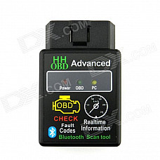 HHOBD ELM327 Bluetooth OBDII Vehicle Diagnostic Scan Tool - Black (DC 12V)